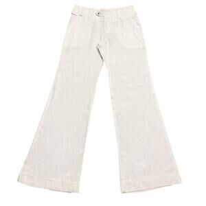 Vintage Y2K Miss Sixty 100% linen boho festival flared trousers Size 24
